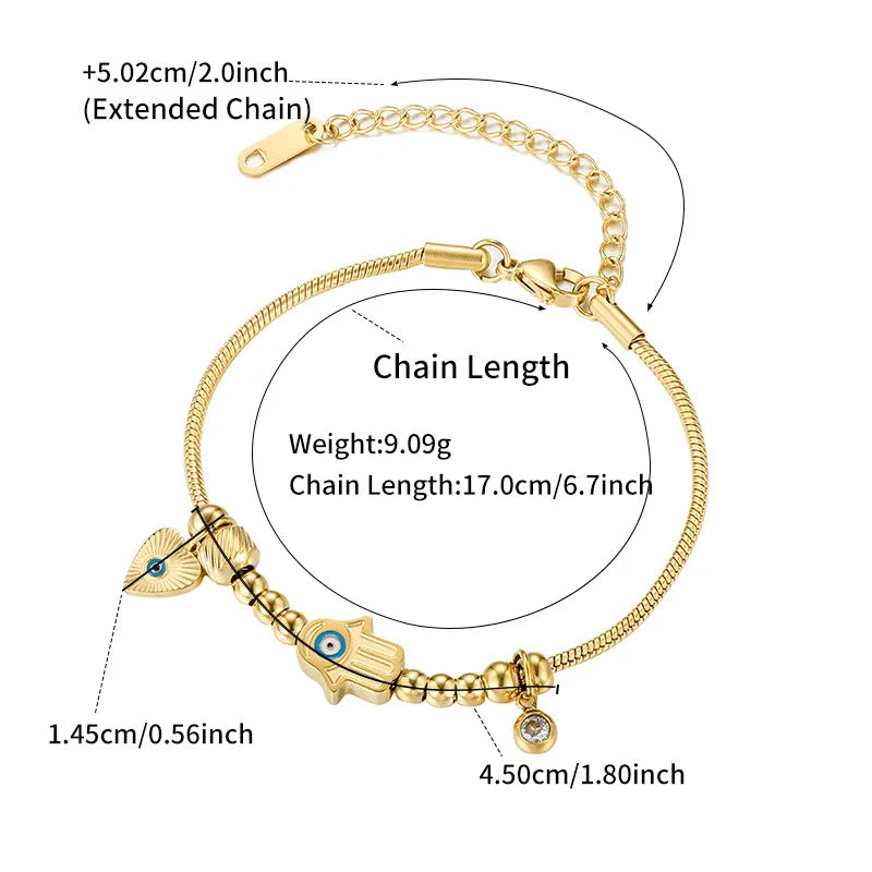 Evil Eye Heart Chain Bracelet