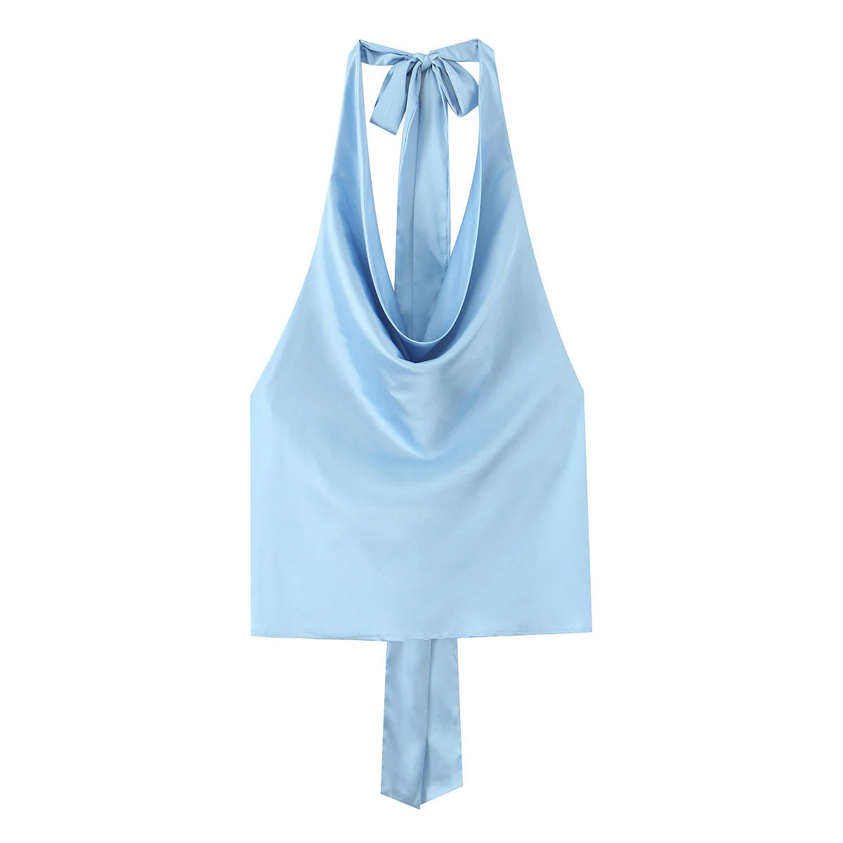 Satin Halter Tie-Back Top