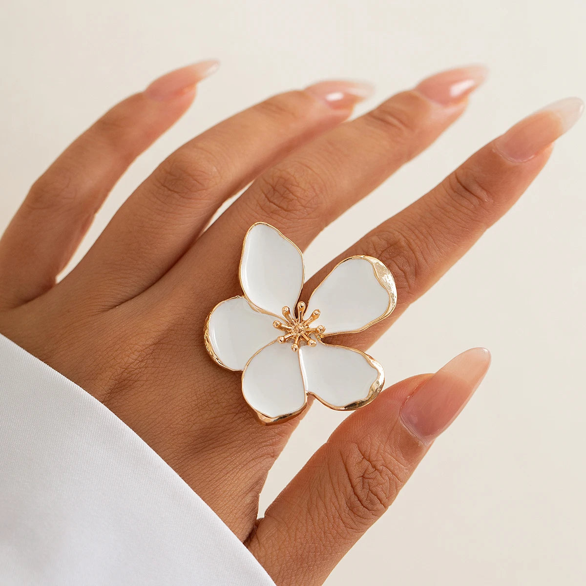 Floral Drip Oil Adjustable Ring