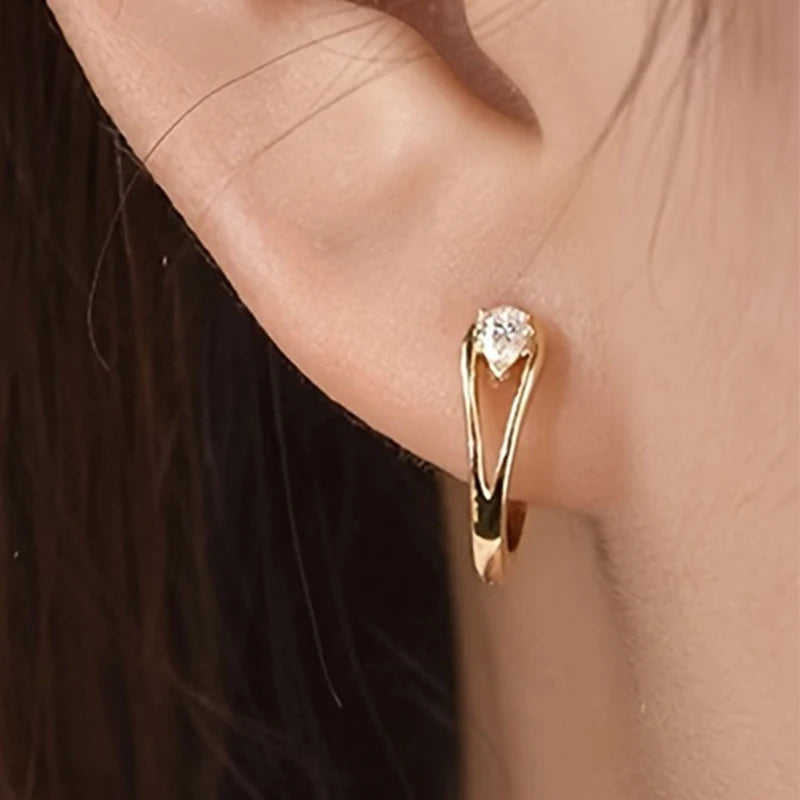 Geometric White Zircon Hoops