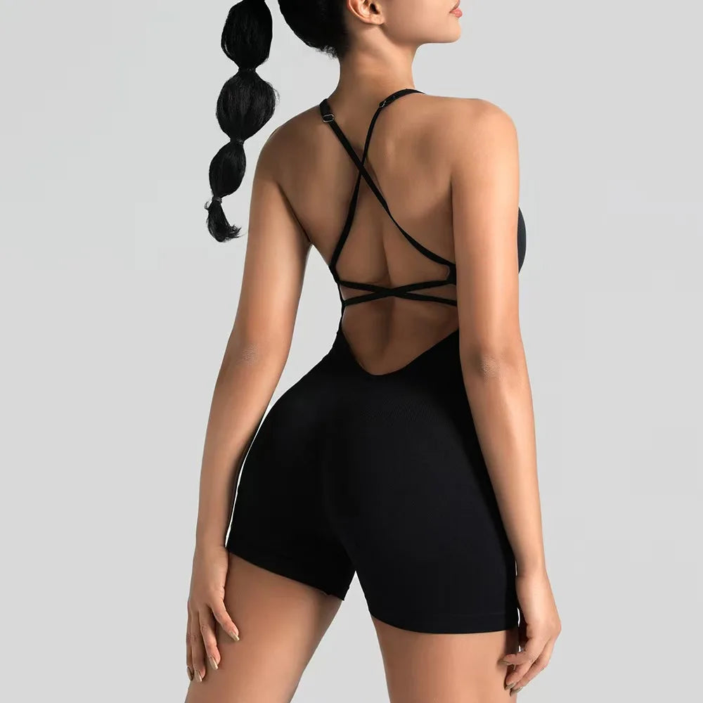 Seamless Yoga Shorts Jumpsuit