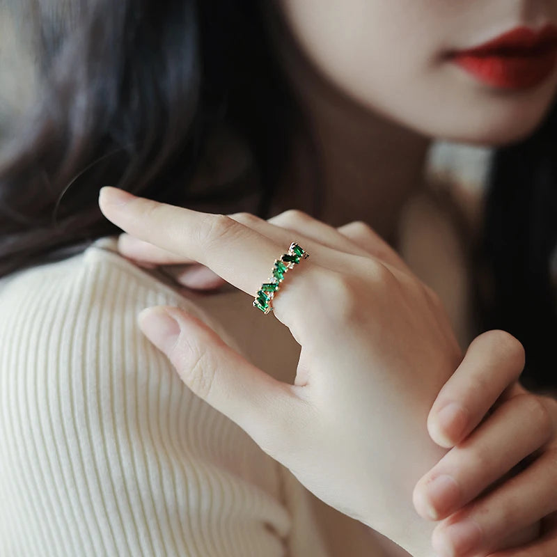 Geometric Green Zircon Ring