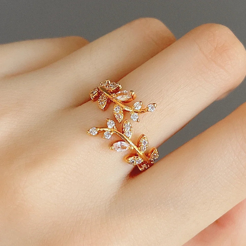 Korean Leaf Zircon Open Ring