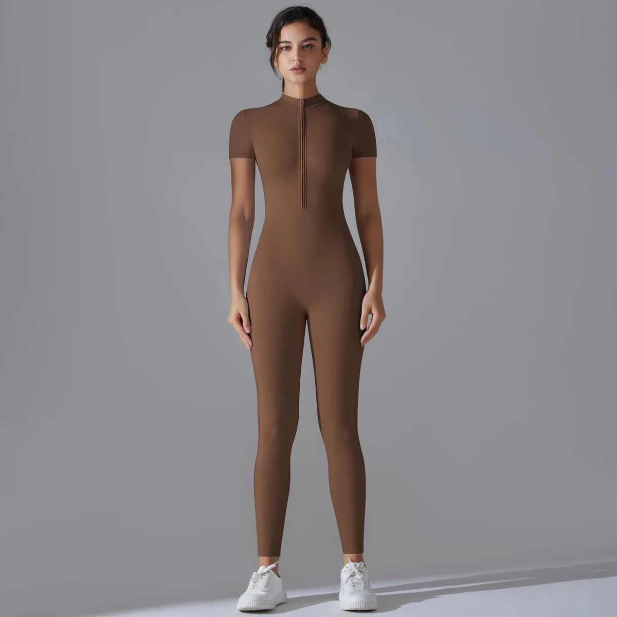 Short Sleeve Zipper Yoga Jumpsuit