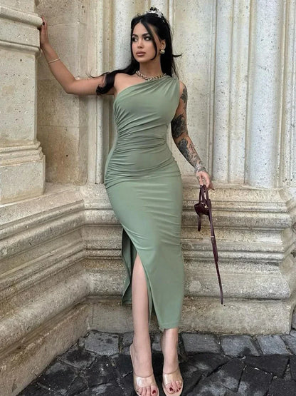 Black Split Backless Maxi Dress