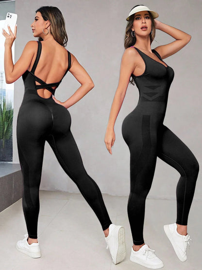 Seamless Open Back Fitness Bodysuit