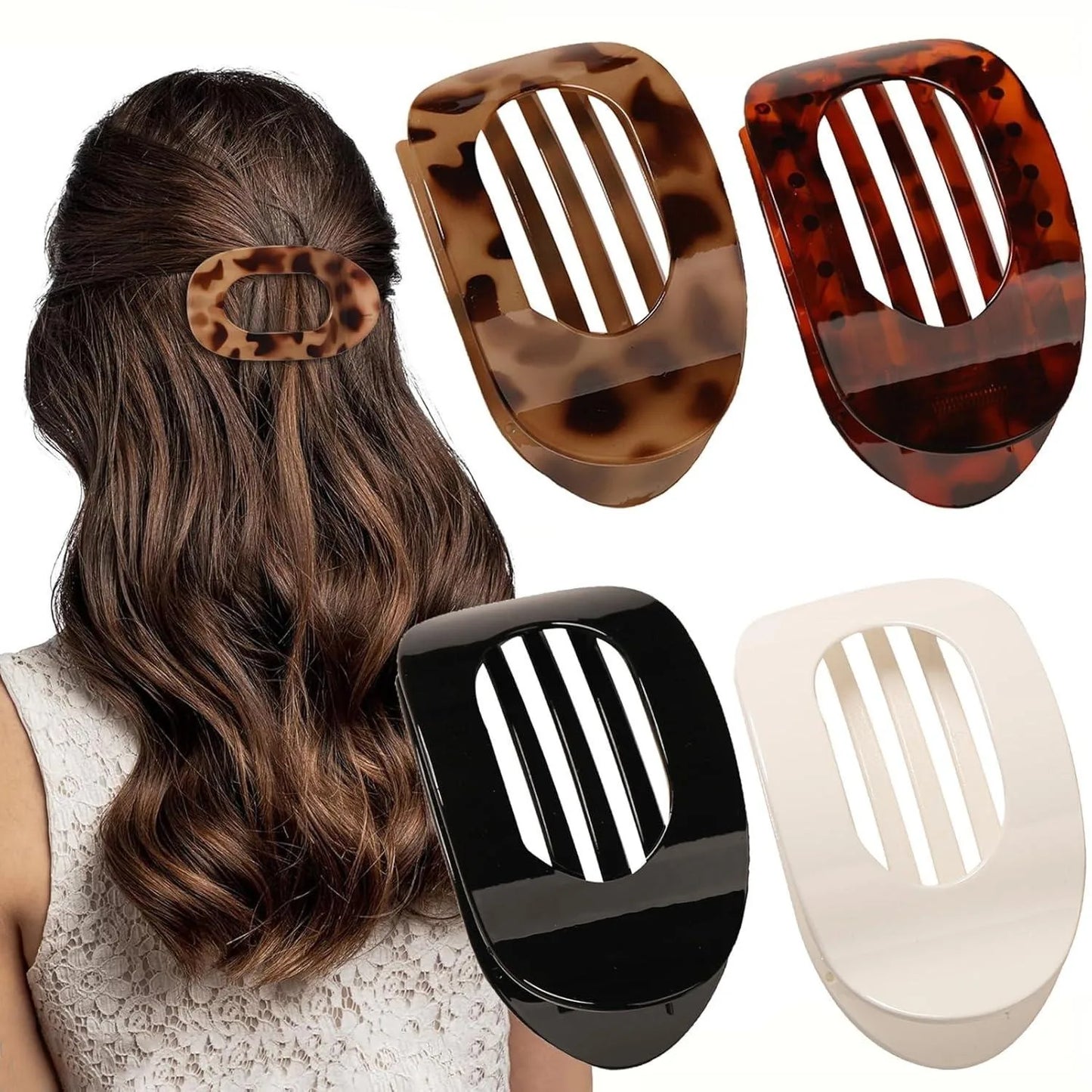 4PCS Flat Hair Claw Clips