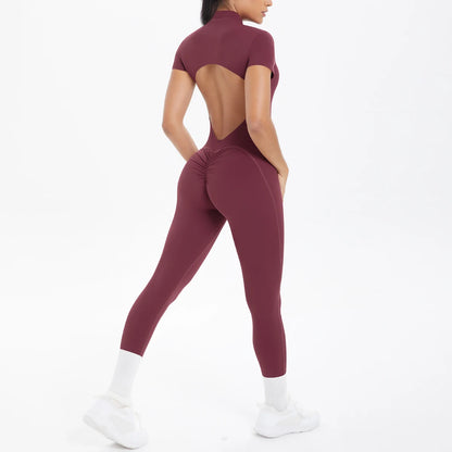 Short Sleeve Fitness Jumpsuit