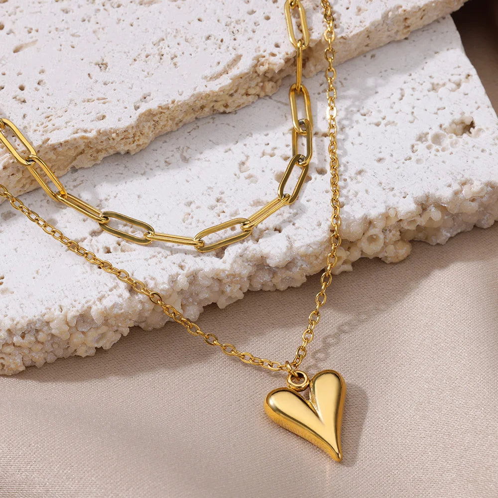 Heart Pendant Stainless Choker