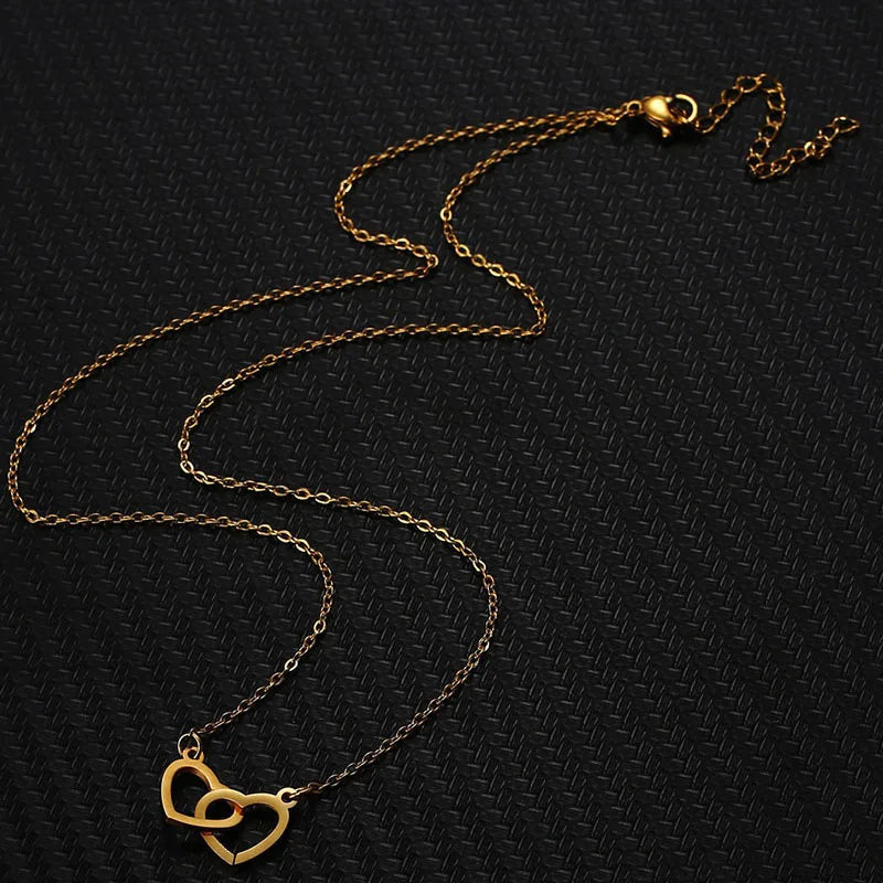 Double Heart Gold Necklace