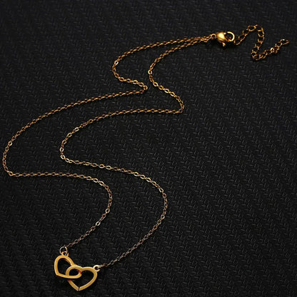 Double Heart Gold Necklace