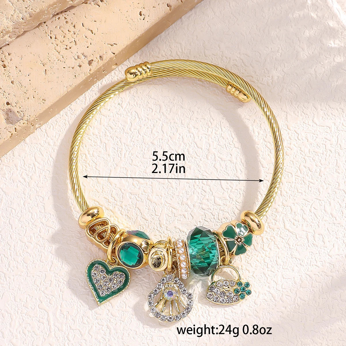 Multi Charm Open Bead Bracelet