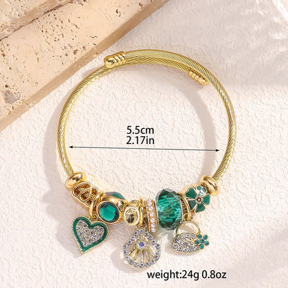 Multi Charm Open Bead Bracelet
