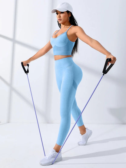 2PCS Seamless Yoga Leggings Set