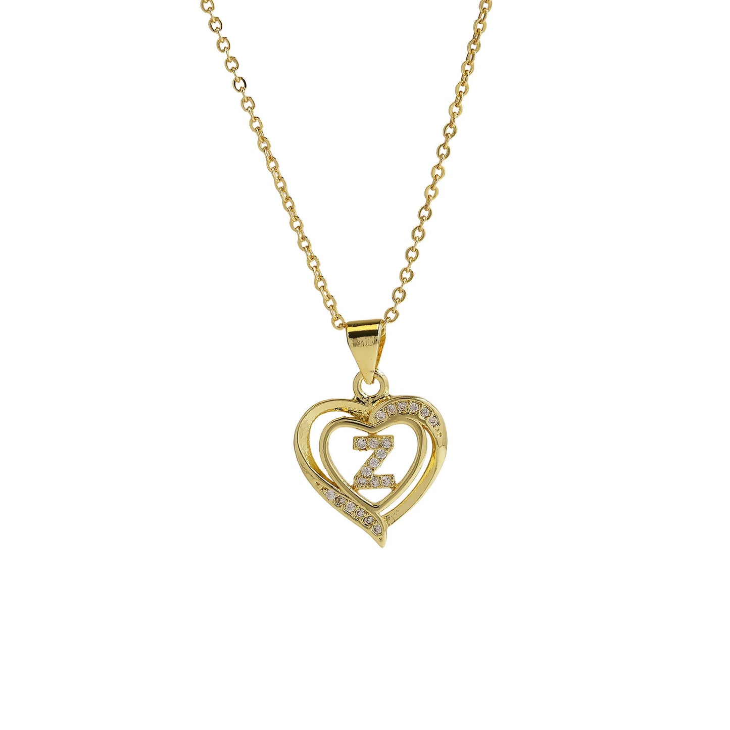 Initial Heart Zircon Necklace