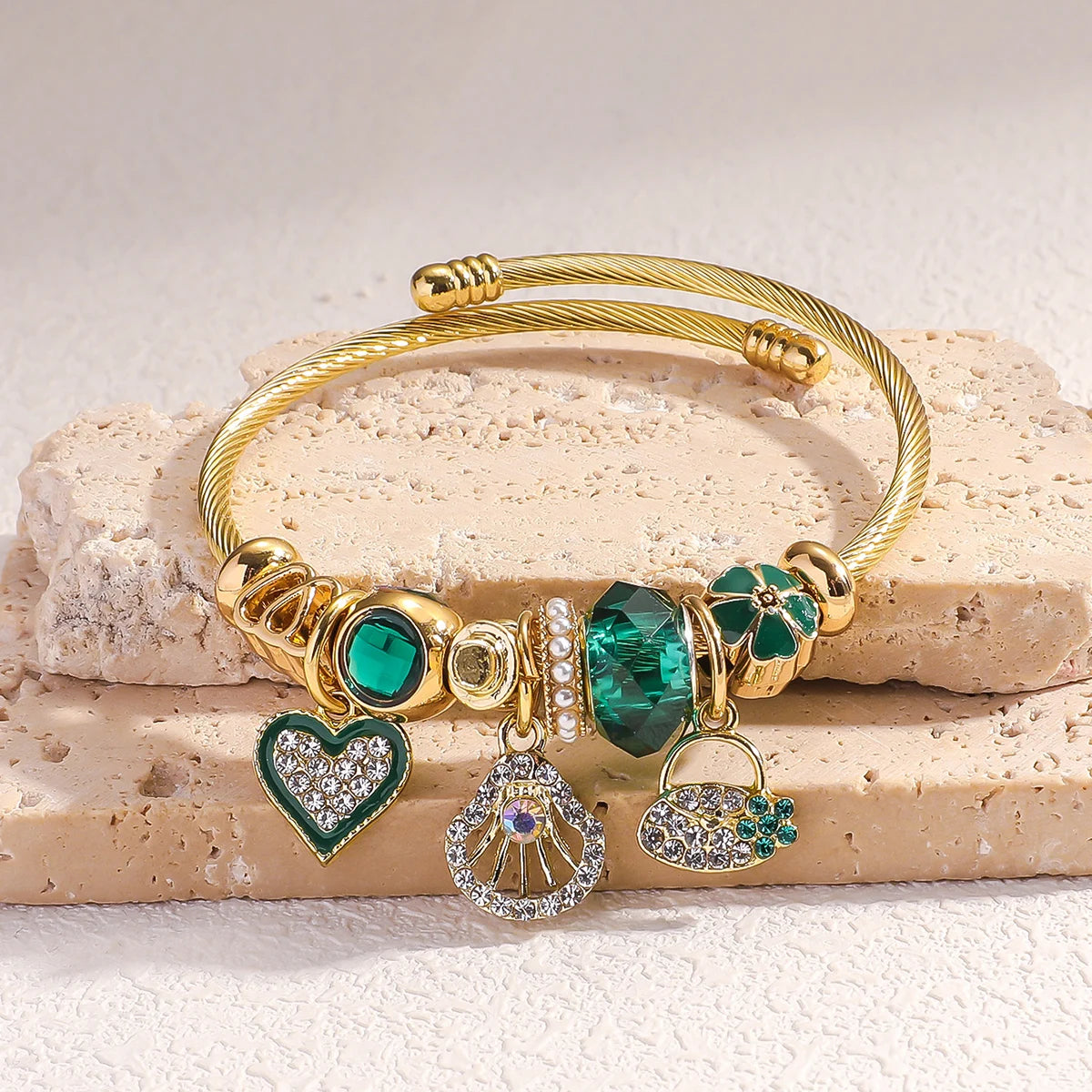 Multi Charm Open Bead Bracelet