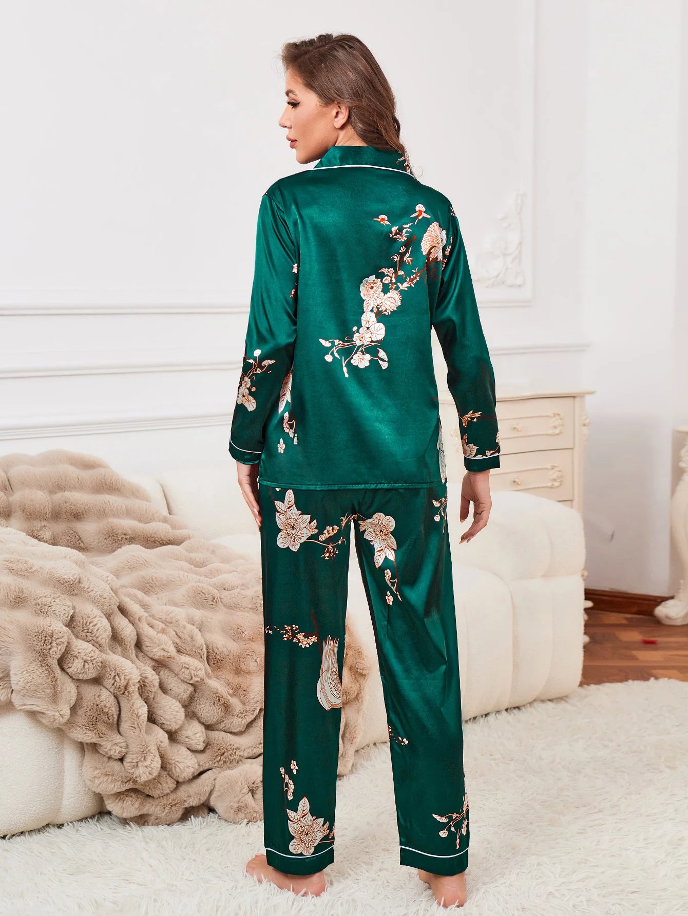 Floral Satin Pajama Set