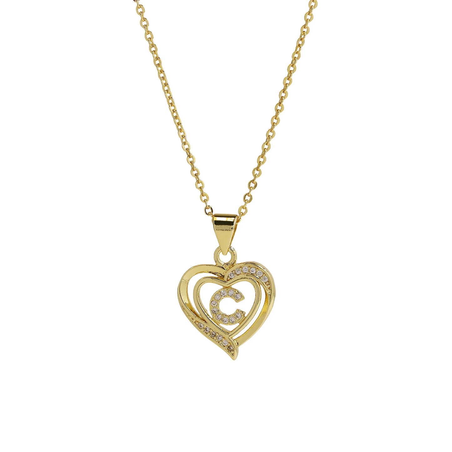 Initial Heart Zircon Necklace
