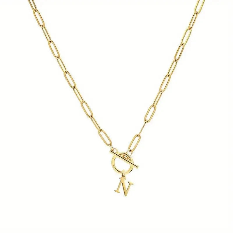 Initial Paperclip Chain Necklace