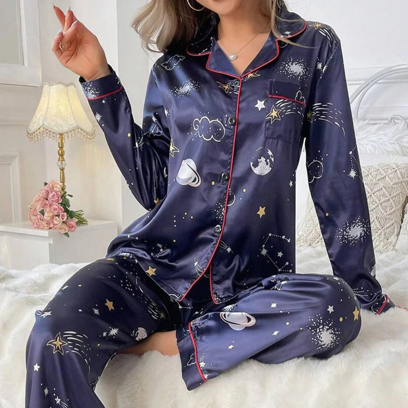 Satin Button-Up Pajama Set
