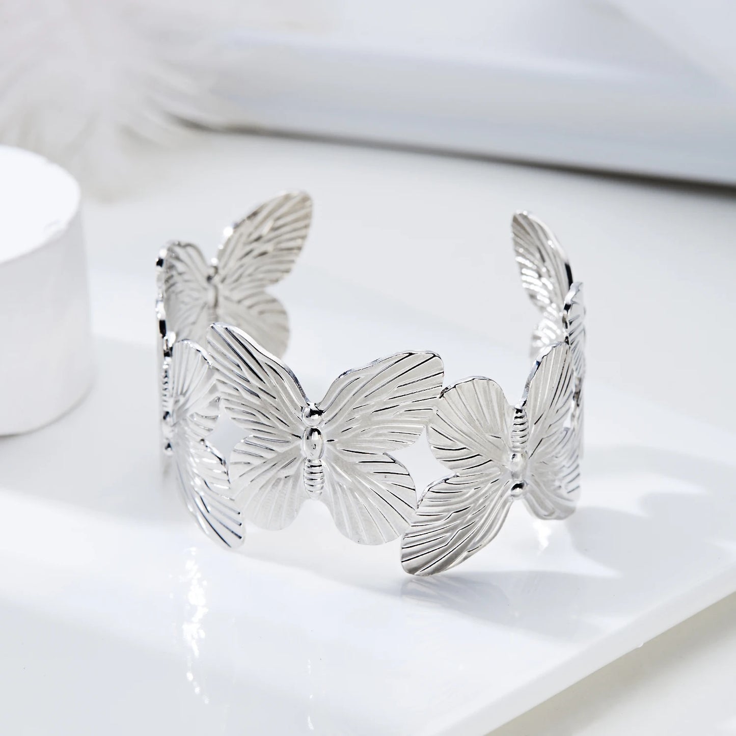 Butterfly Flower Open Cuff