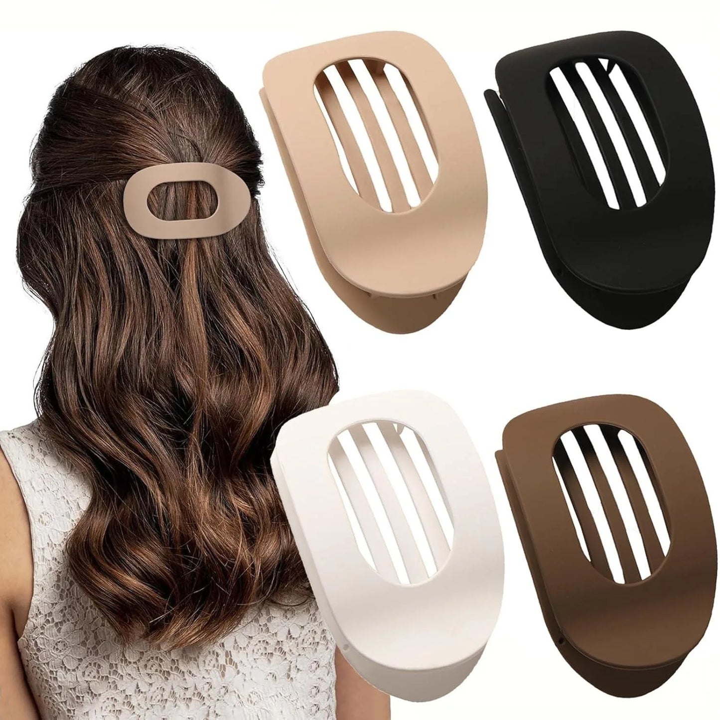 4PCS Flat Hair Claw Clips