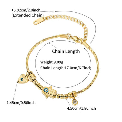 Evil Eye Heart Chain Bracelet