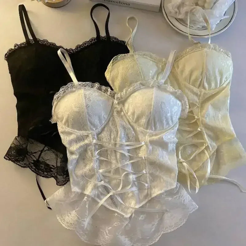Lace Corset Crop Tank Top