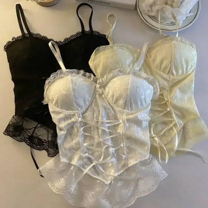 Lace Corset Crop Tank Top
