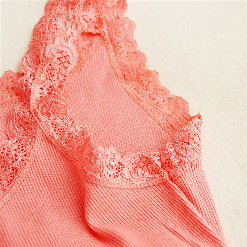 Lace Patchwork Bodycon Tank Top