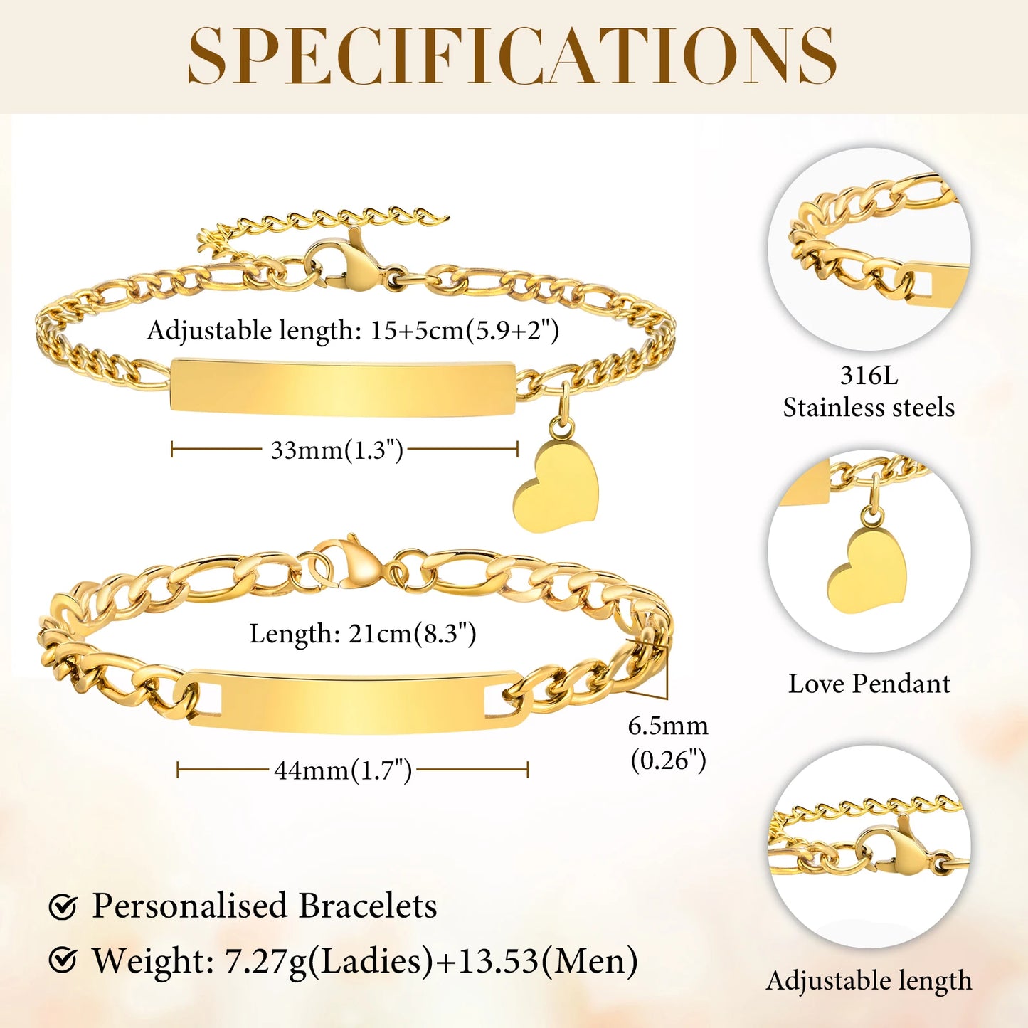 Custom Heart Engraved Bracelet