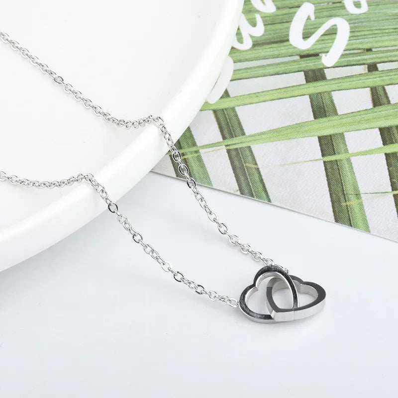 Double Heart Gold Necklace