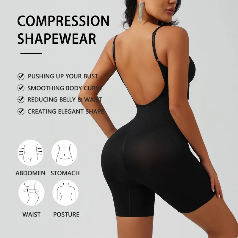 Backless Mid-Thigh Shapewear Bodysuit