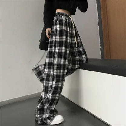 Oversize Black Plaid Sweatpants