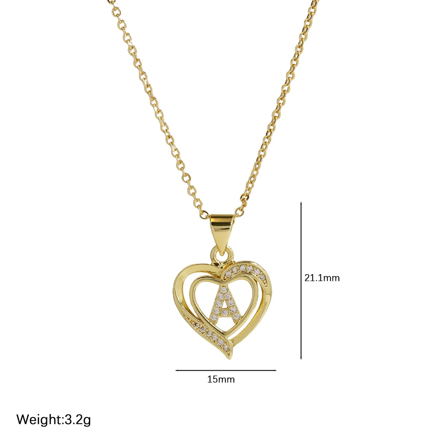Initial Heart Zircon Necklace