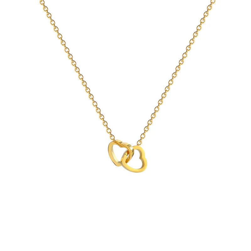 Double Heart Gold Necklace