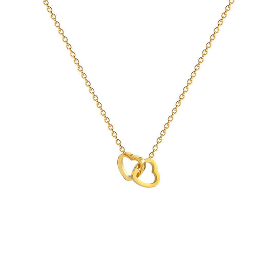 Double Heart Gold Necklace