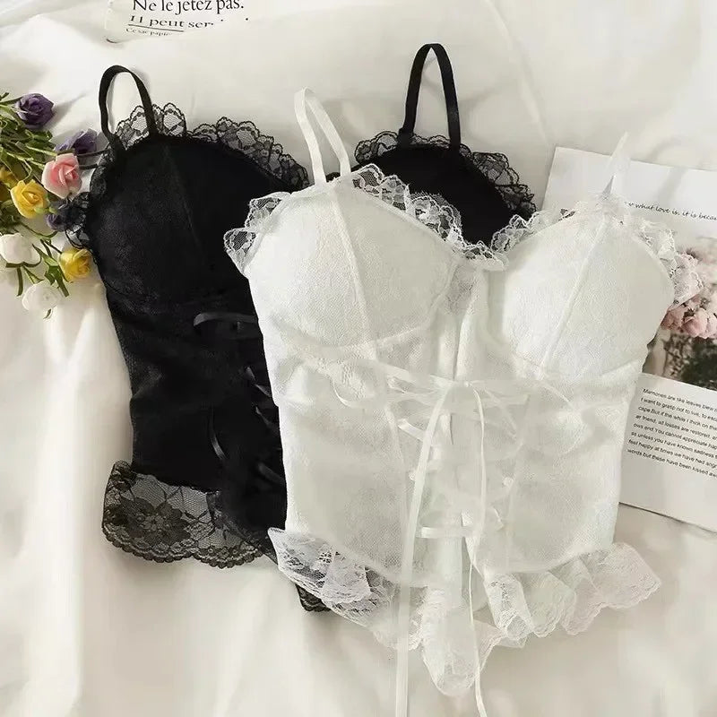 Lace Corset Crop Tank Top