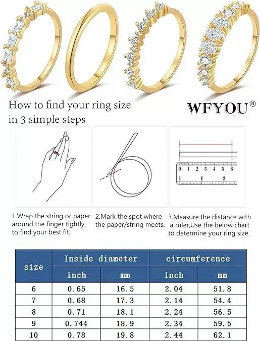 Gold Plated Zircon Stacking Rings