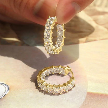 Princess Square Hoop Earrings