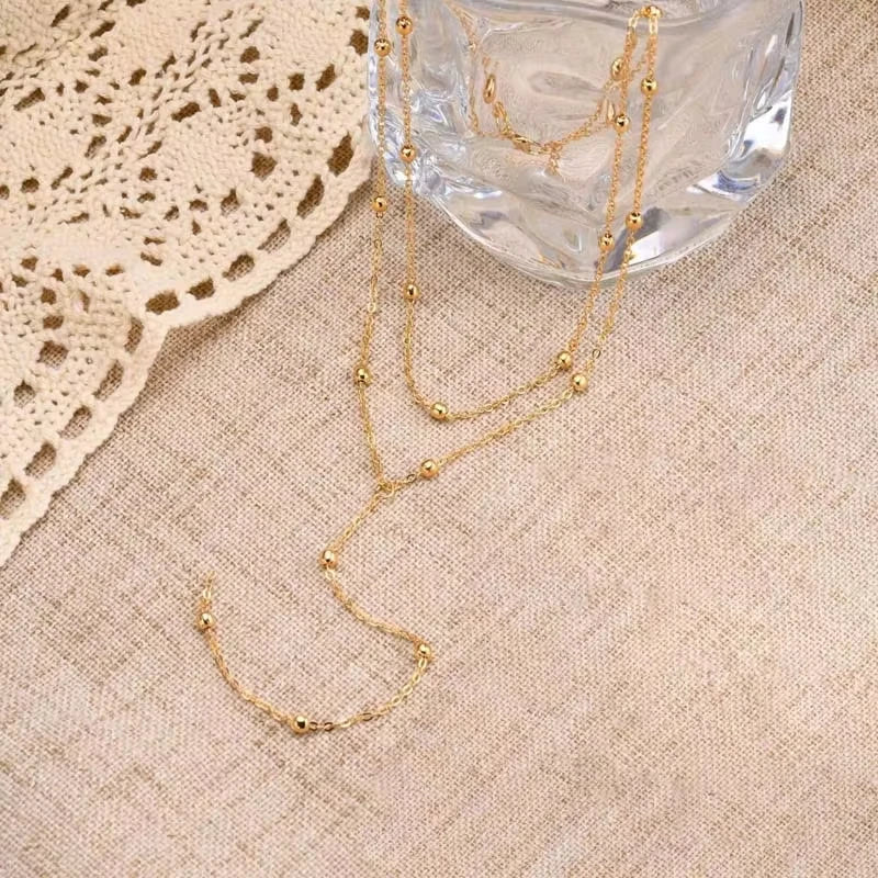 Gold Layered Lariat Necklace