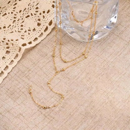 Gold Layered Lariat Necklace