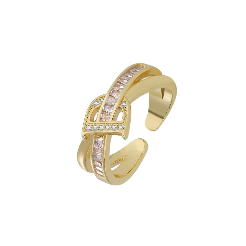 Korean Punk Cubic Zirconia adjustable ring