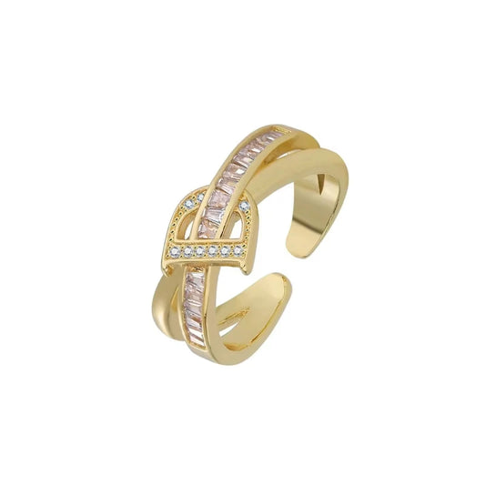 Korean Punk Cubic Zirconia adjustable ring