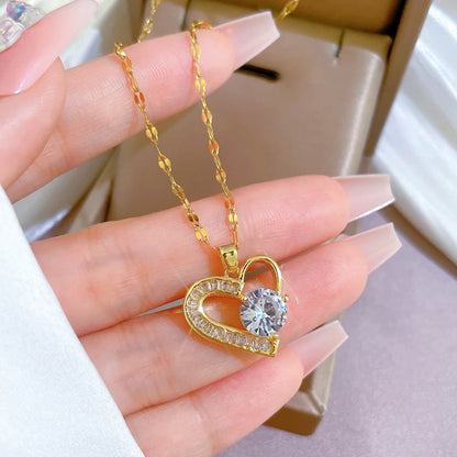 Clear Zircon Heart Necklace
