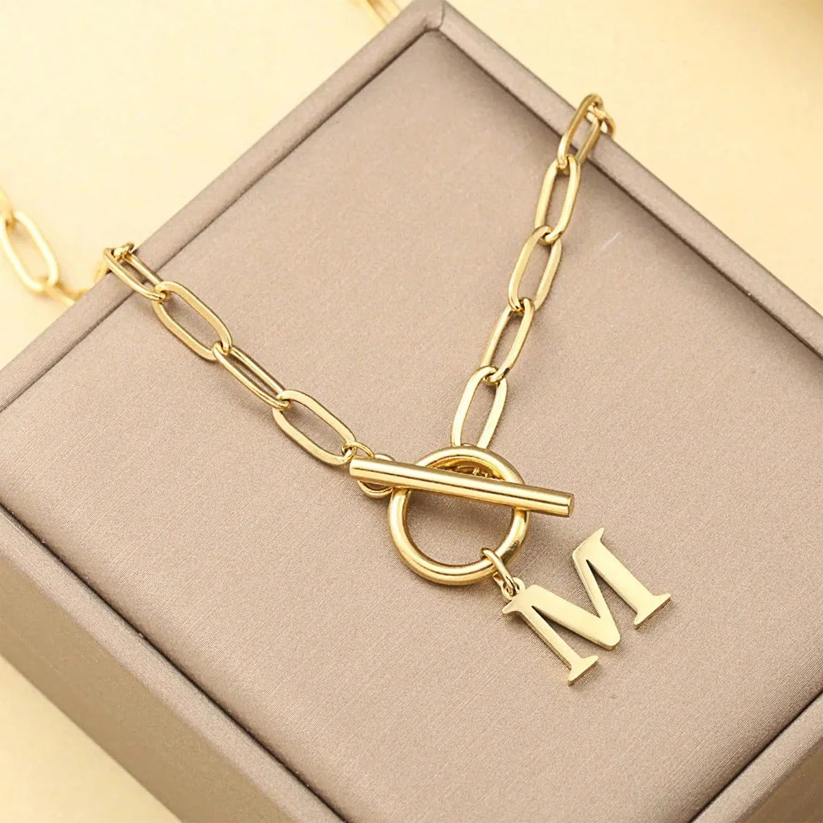Initial Paperclip Chain Necklace