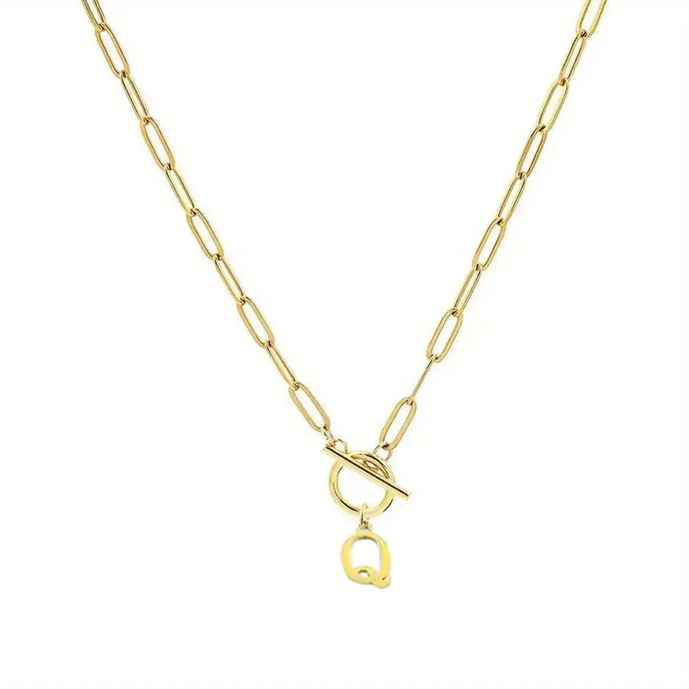 Initial Paperclip Chain Necklace