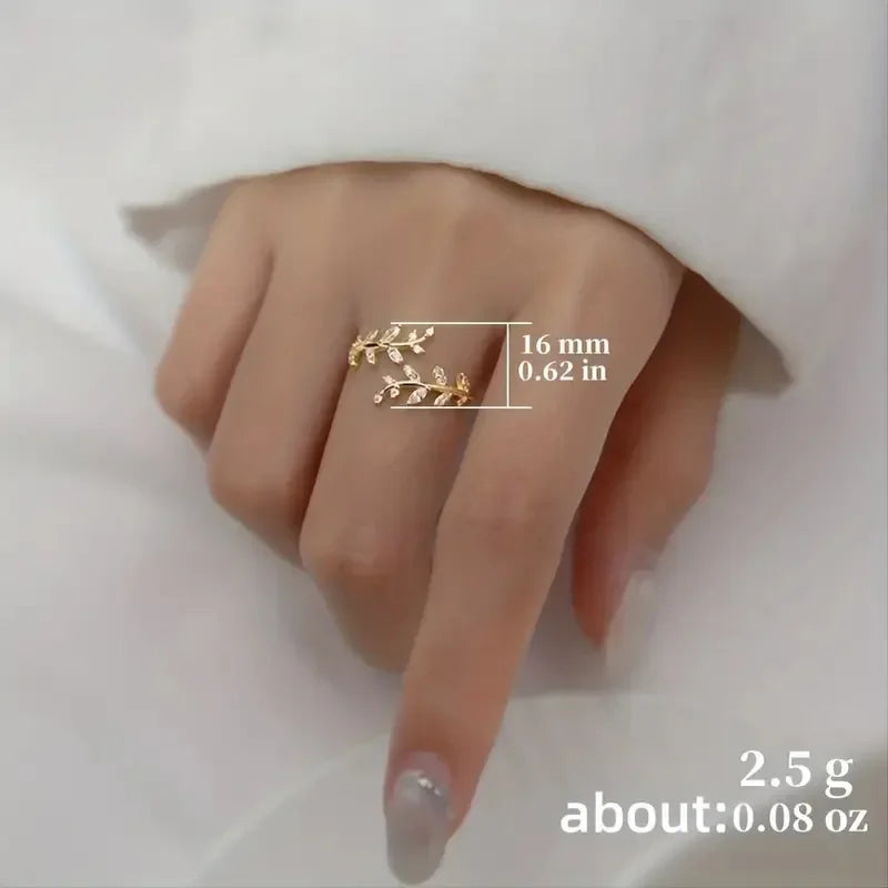 Korean Leaf Zircon Open Ring