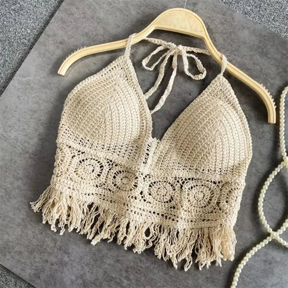 Boho Crochet Halter Crop Top