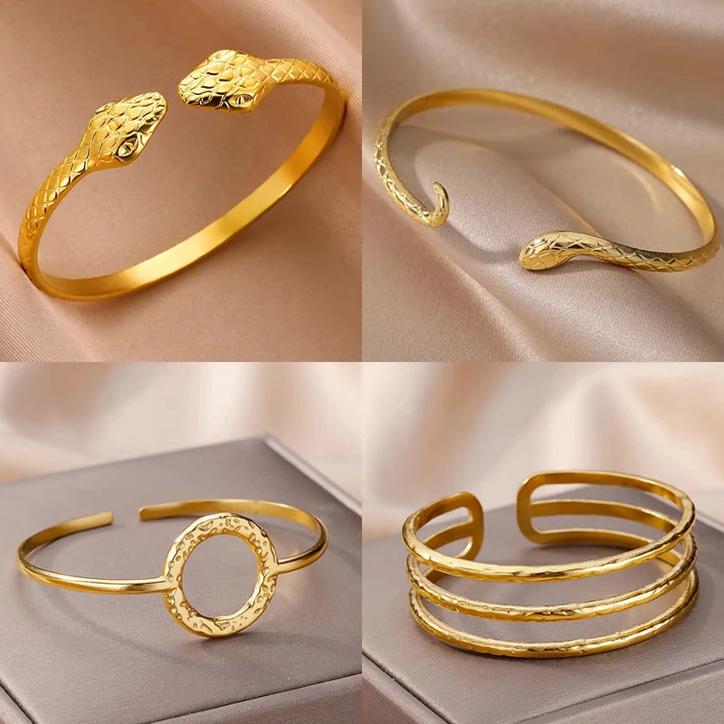 Vintage Snake Gold Bangle